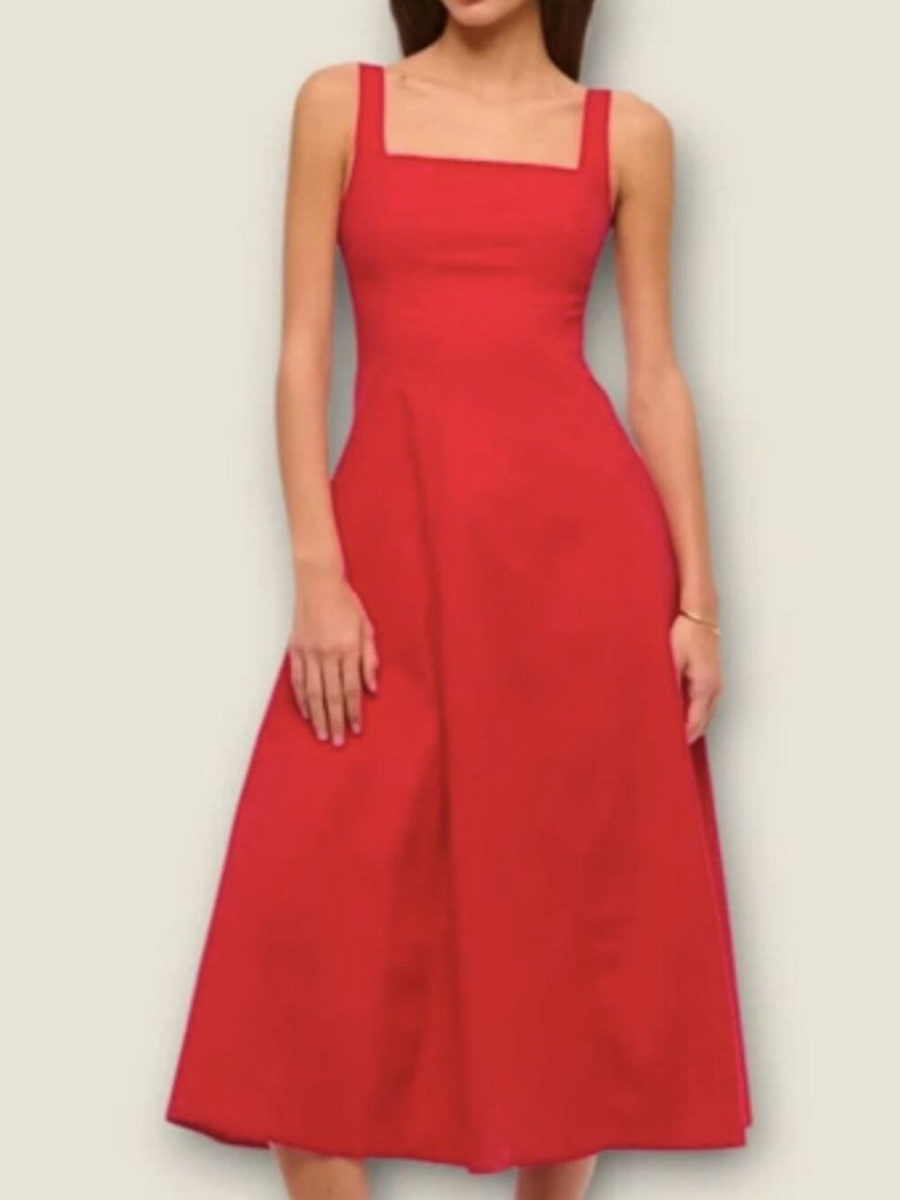 AF Abercrombie & Fitch Mila Fit & Flare Stretch Midi Red Dress Size M Tall NWT